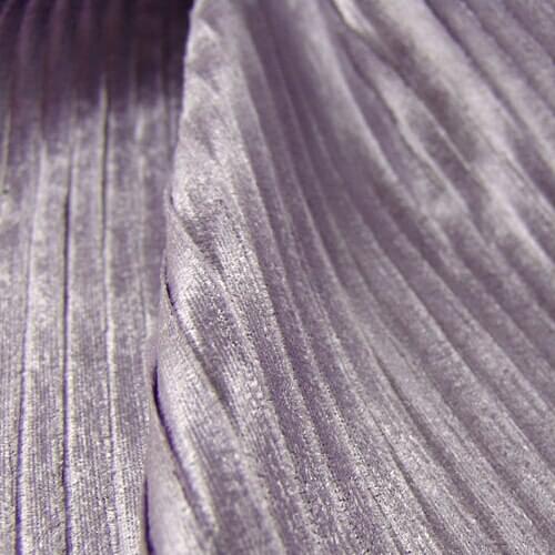 New Arrival Light purple Textile Fabric Soft Pleuche Lace Fabric,High Qulity Ruffled Pleated Crumple Clothes Material For Sewing