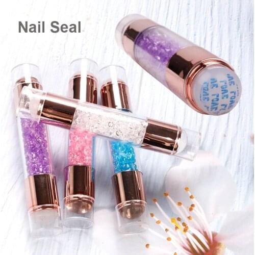 New Nail Rrt Silicone Seal With Diamond Q Bullet Transparent Milky White Double-headed Small seal Nail Printing Tool