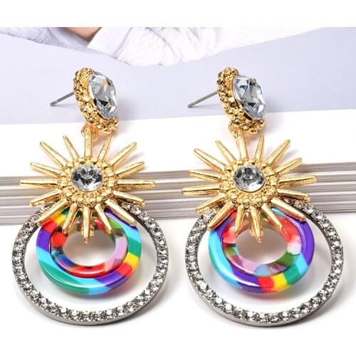 New Round Crystal Earrings Jewelry Vintage Accessories Personalized Gift Resin Drop Earrings Wholesale For Women