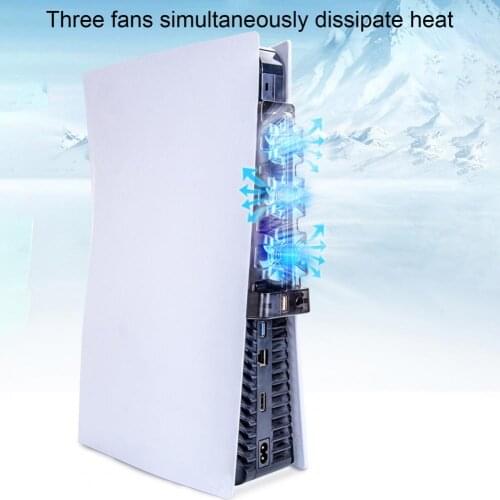 For PS5 Cooling Fan Game Console Cooler Smart Temperature Control 3 Fans System Station for Sony Playstation 5 Console
