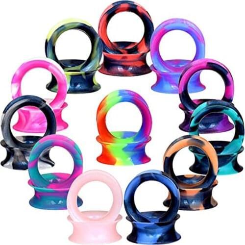 Wholesales Thin Soft Silicone Ear Plugs and Tunnels Ear Piercings Earlets Double Flare Earring Expander Ear Gauges Body Jewelry