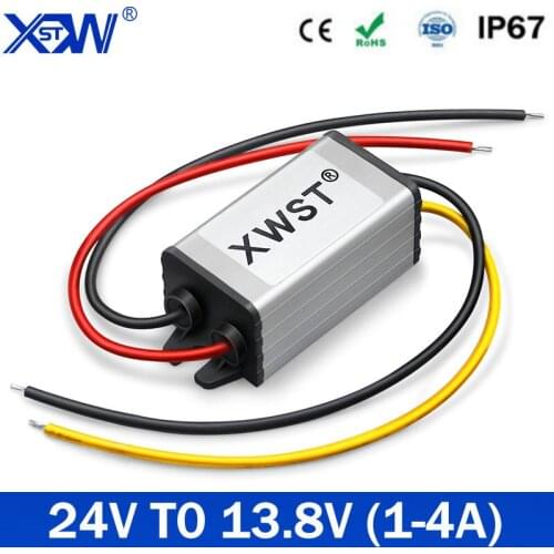 DC Voltage Converter Buck Converter DC 24V to 13.8V 3A 41.4W Step Down Regulator Waterproof Module Transformer for Golf Cart
