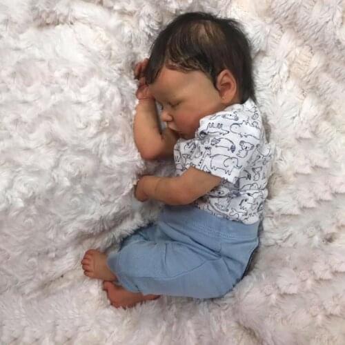 48cm Realistic Doll Soft Silicone Vinyl Sleeping Baby Boy Closed Eyes Lifelike Birthday Gift Toy
