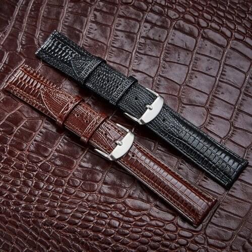 12 14 16 18 20 22mm Genuine Leather Watchband Soft Material Watch Band Wrist Strap With Silver Color Stainless Steel Buckle