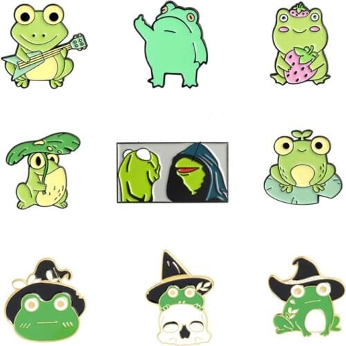 Cartoon Frog Lapel Pins Anime Badge Cute Enamel Brooches On Backpack Women Decorative Hijab Pin Gothic Mini Badge Brooch Jewelry