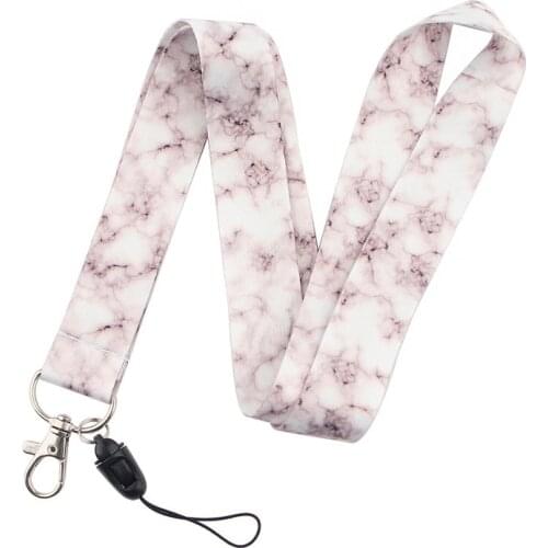 Marble Printing Neck Strap Keychain Lanyard for Keys Women ID Badge Holder Keycord DIY Hanging Rope Cell Phone Accessories
