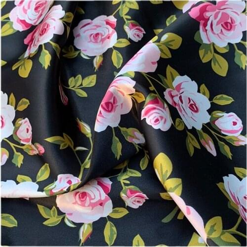 Width 57" Comfortable Printing Luster Acetate Like Chiffon Fabric By The Half Yard For Dress Cheongsam Shirt Material