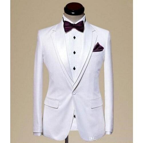 Spring Handsome Slim Fit One Button Groomsmen Notch Lapel Groom Tuxedos Mens Wedding/Prom/Dinner Best Man Blazer/Jacket Only