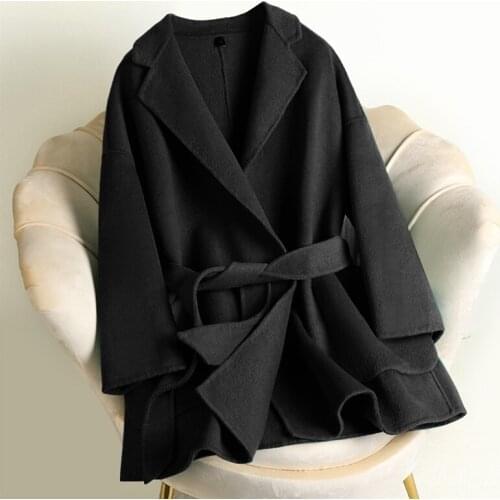 Spring 2020 new double face wool coat womens short suit double faced Plush coat woolen little man