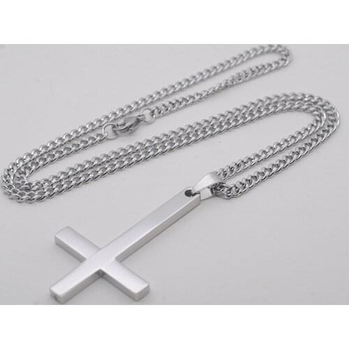 Necklace women statement stainless steel cross pendant necklace chain fashion gold necklace men black jewelry on neck pendants