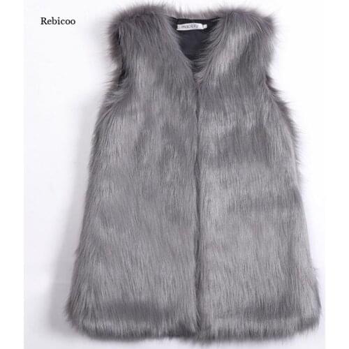 Womens Vest Sleeveless Female Faux Fur Coat Fox Fur Vest Tank Tops Warm Mink Waistcoat Long Vest Large Size Autumn Winter New