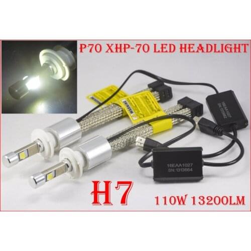 1 Set H4 H7 H8 H9 H11 9005 9006 9012 H13 9004 9007 P70 LED Headlight 110W 13200LM Fanless XHP-70 Chips 5K 6K Auto Car Lamp Bulbs