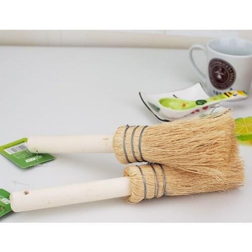 1pc Soft Hair Natural Coconut Palm wash Pot Brush Oil-free Dishes Cleaning Brush Wooden Handle Brush