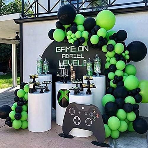 107pcs Green Black Balloon Garland Arch Kit Video Game Theme Baloon Birthday Party Decoration Kids Adults Baby Shower Game Party
