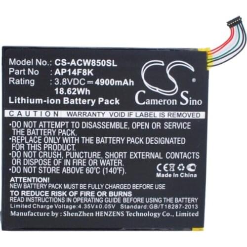 Cameron Sino 4900mAh battery for ACER A1-840 A1-850-A1410 A1-860 Iconia Tab B1-820 Iconia Tab W1-810AP14F8K
