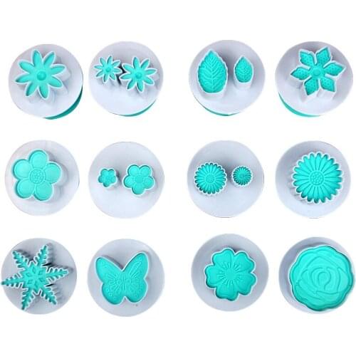 Free Shipping Plastic Chrysanthemum/6Petals/Butterfly&Snowflake/Sun Flower/Plum Blossom/Rose Shape Cookie Stamp set(6set/lot)