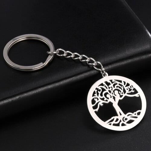 COOLTIME Supernatural Hollow Tree of Life Keychain Stainless Steel Plant Key Chain Holder Ring Friends Halloween Gifts Wholesale