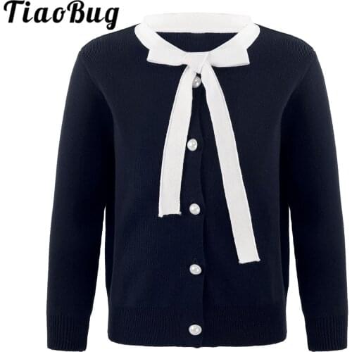 Kids Girl Elegant Shurg Bolero Knit Sweater Cardigan Tops Flower Girls Long Sleeve Knitted Coat Wedding Party Communion Jacket