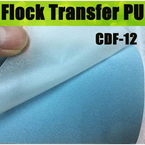 CDF-12 Light blue Flocking Heat Transfer Vinyl Film 13 Colors for Choosing with size:50*100cm/lot