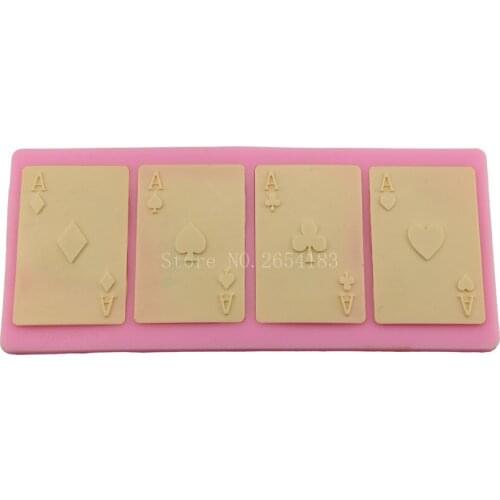 Playing Cards Shape Lace Silicone Fondant Soap 3D Cake Mold Cupcake Jelly Candy Chocolate Decoration Baking Tool Moulds FQ2866