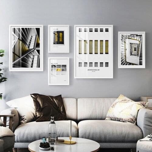 Geometric Building Window Wall Art Canvas Painting Home Decor Vintage Posters and Prints Wall Decoration Picture Living Room