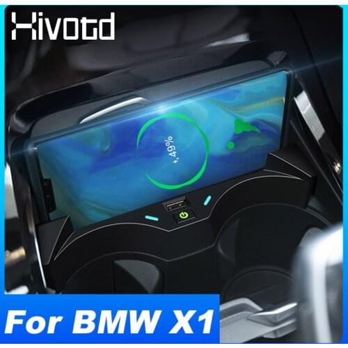 Hivotd 15W QI Wireless Charger For BMW X1 F48 F49 2016-2021 Accessories Car Fast Charging Phone Holder Interior Modifications
