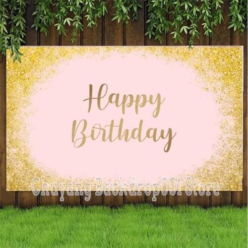 Customized Golden Polka Dots Backdrop Adult Happy Birthday Party Photography Background Photo Studio Prop