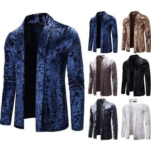 Mens Cardigan Long Sleeve Solid Color Turn Down Collar Shawl with No Buttons Casual Fashion Basic Fitness Type Mid-length Coat