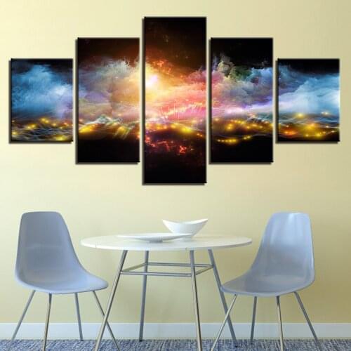 Wall 5 Pieces HD Printed Abstract Colorful Star Cloud Pictures Canvas Modern Decor Bedroom Modular Painting Home Decoration
