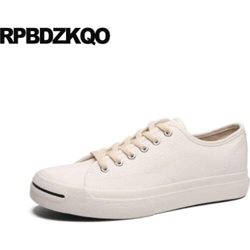 2018 New Men Flats Trainers Designer Summer Lace Up White Shoes Comfort Classic Casual Sneakers Rubber Canvas Skate Breathable