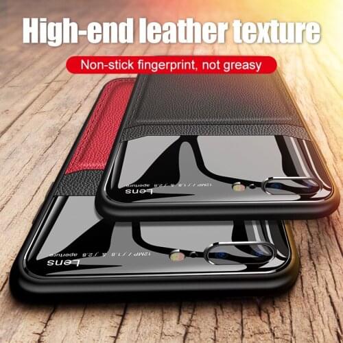 Leather mirror glass case for iphone xs max xr x 6 6s 7 8 plus cases for iphone xs max x r s 7plus 8plus camera protector cover