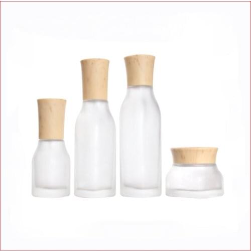 50/40/100/120ML frosted clean Empty glass bottle/jar lotion/mist spay pump Cosmetic Packing Refillable Bottles w Grain cap