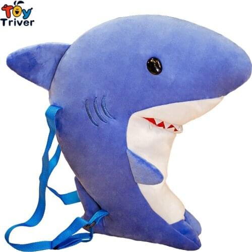 Kawaii Fish Shark Shoulder Backpack Bags Schoolbag Plush Toys Stuffed Marine Animals Kids Children Boys Girls Girlfriend Gift