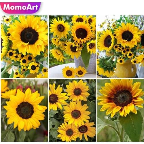 MomoArt 5D Diamond Painting Sunflower Cross Stitch Kits Diamond Embroidery Rose Full Square Sale Mosaic Rhinestones Home Decor