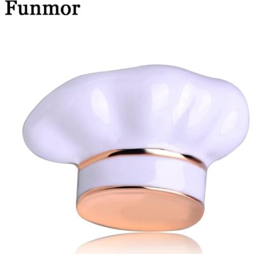 Funmor Enamel Chef Cap Shape Brooches For Women Men Cook Restaurant Cafe Badge Clothes Accessories Lapel Pins Alloy Brooch Joias