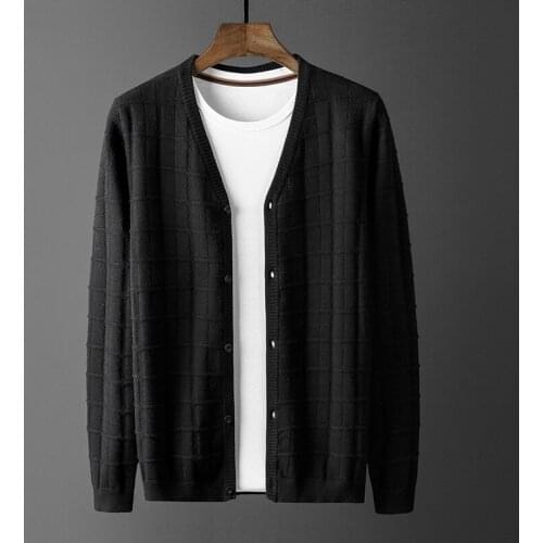 Classic Spring Autumn Mens Sweaters Luxury V Neck Cardigan Computer Knitted Sweater Male Size 4xl Fit Man Sweaters