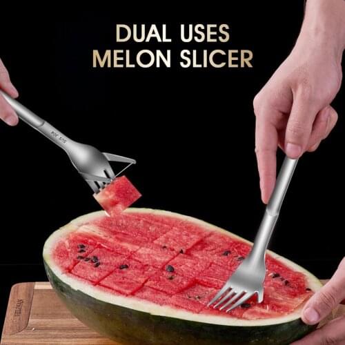 Watermelon Fork Knife Slicer Cutter Fruit Melon Stainless Steel Tools Watermelon Cut Refreshing Watermelon Cubes Accessories