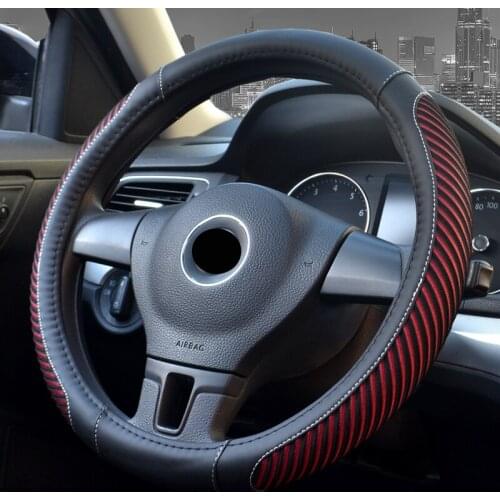 Universal Summer Ventilation Ice silk +leather Car Steering-wheel Cover 38CM Sport styling Auto Steering Wheel Covers Anti-Slip