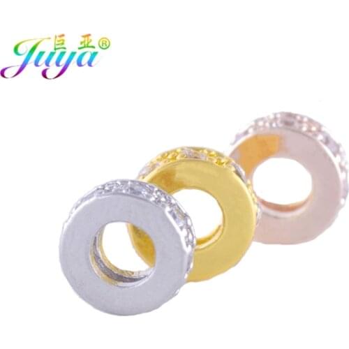 Wholesale Beads Jewelry Findings Supplies Micro Pave Cubic Zirconia 7mm Round Metal Spacer Beads DIY Beads Jewelry Accessories