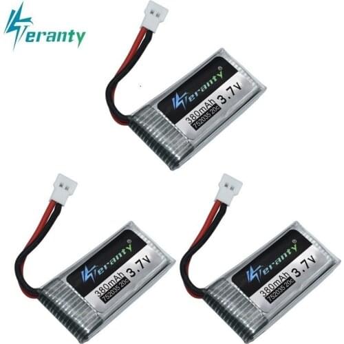 Original Lipo Battery For Hubsan X4 H107 H107L H107D JD385 JD388 RC Helicopter Spare Parts 3.7V 380mah Drone battery 752035 3pcs