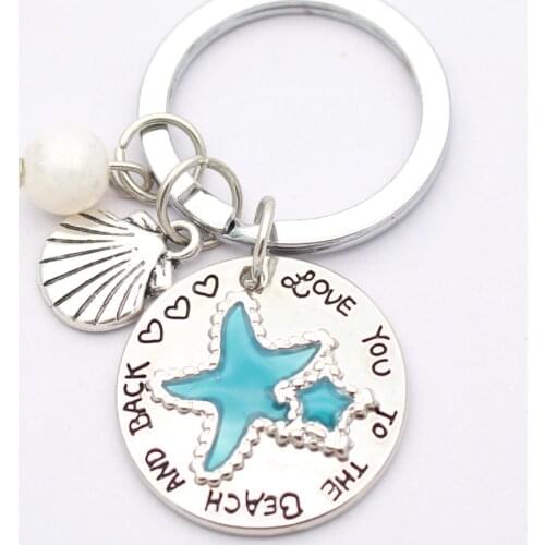 Love You To The Beach and Back with Charms Starfish Pearl Pendant Necklace or Keychain