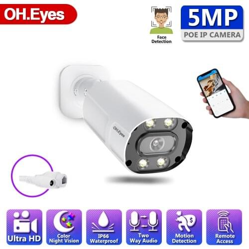 OH.eyes Full Color Night Camera IP Full Color Bullet Colorful HD 5MP Network Security CCTV PoE ONVIF H.265 surveillance camera