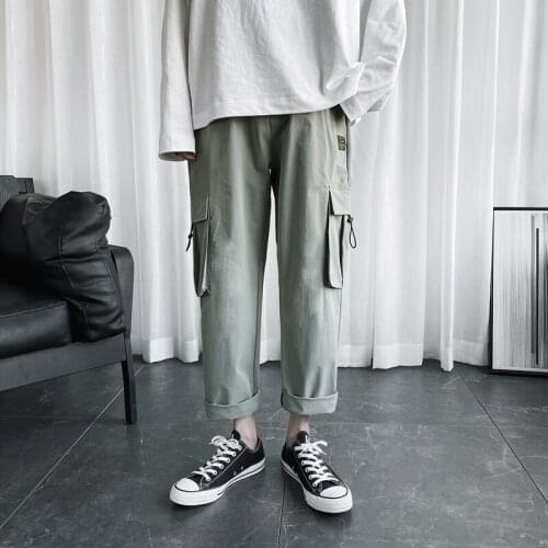 Casual Loose Sweatpants Trousers Men Korean 4 Colors Cargo Pants 2021 Overalls Mens Baggy Black Joggers Pants Hip Hop