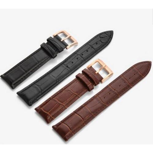 Neway Durable Genuine Leather Watch Band Strap with Rose Gold Buckle 12 14 16 18 20 22 24mm Watchband Black Brown For Man Woman