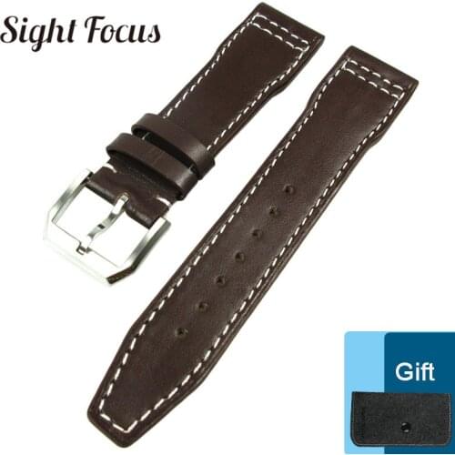 20mm 21mm Mens Calf Leather Watch Band for IWC Pilot 18 Mark XVIII IW327004 IW377714 Watch Strap Brown Belt Bracelet Watchbands