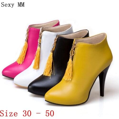 Spring Autumn High Heels Women Ankle Boots Pumps Woman Short Boots High Heel Shoes Small Plus Size 30 - 50
