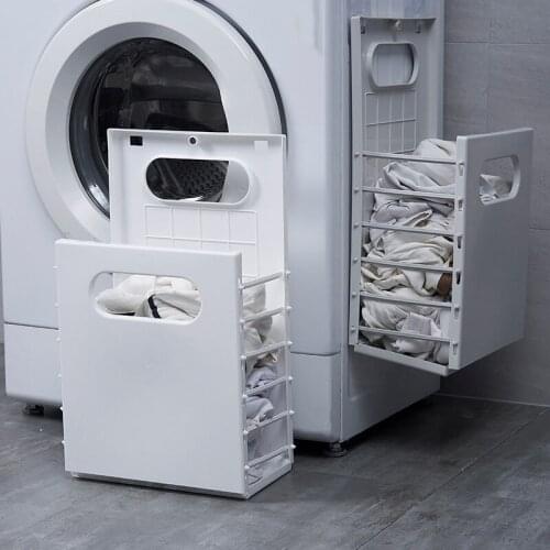 Foldable Laundry Basket Wall Mounted Plastic Dirty Clothes Storage Basket Sundries Organizer Bathroom Punch-free Storage Basket