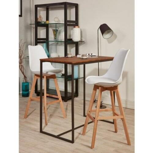 2pcs Simple High-back Chair Bar Chair PP Surface Beech Legs Lounge Chairs Home Backrest Dining Chair High Stool Cafe Stool HWC