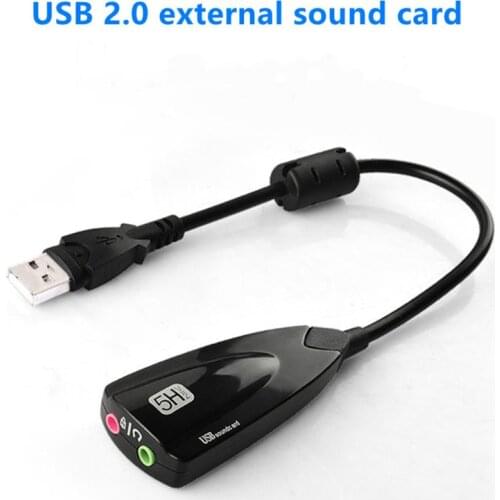 External USB Sound Card 7.1 Adapter 5HV2 USB to Sound Antimagnetic Audio Headset Microphone 3.5mm Jack For PC
