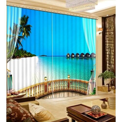 Custom 3D Curtains For Window Home Decoration Modern Bedroom Living Room Balcony Blackout Curtain Beach view Drapes